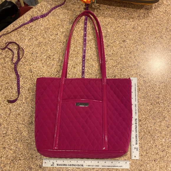 Vera Bradley Quilted Tote Fuchsia Shoulder Bag Purse - Picture 3 of 17